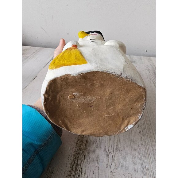 Vintage paper mache snowman‎ pipe broom Xmas decor